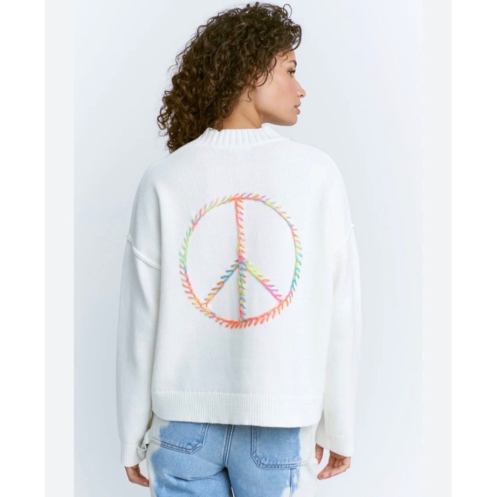 Lisa Todd Back To Peace Sweater Sea Green Oversized Hippie Cozycore Women M